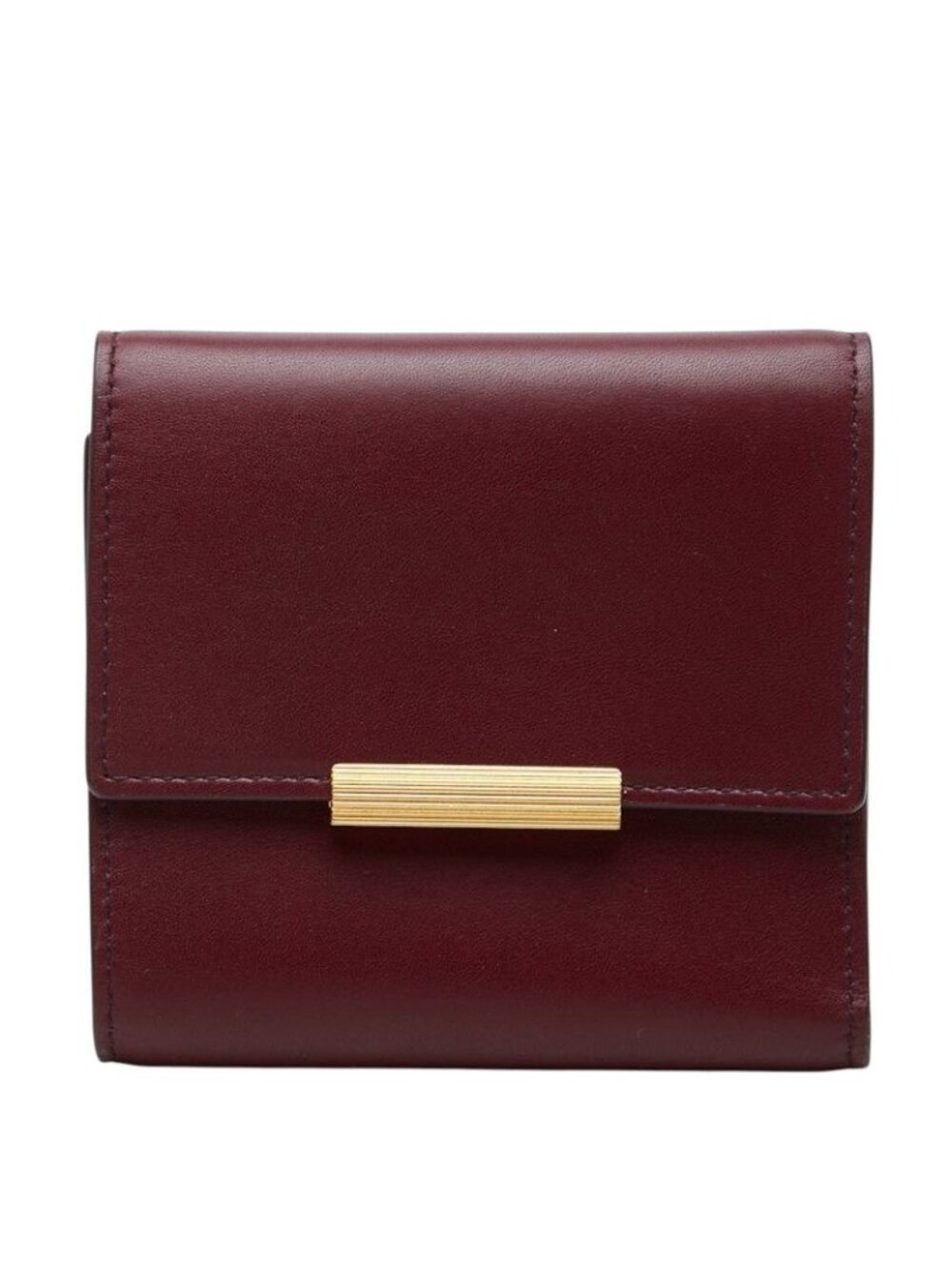 Bottega Veneta Trifold Wallet Bordeaux Gold Leather